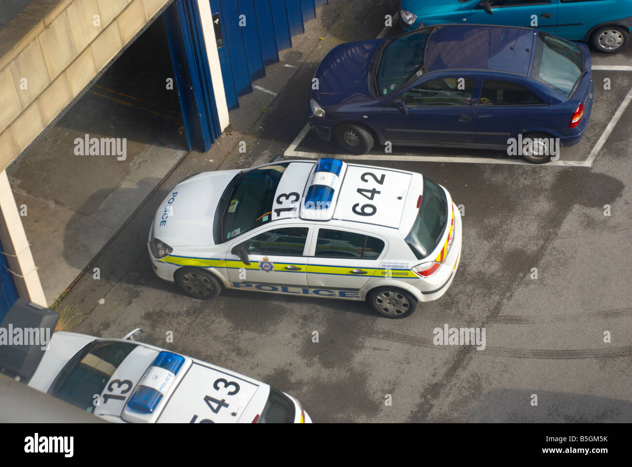 Police car in a West Yorkshire police station Stock Photo