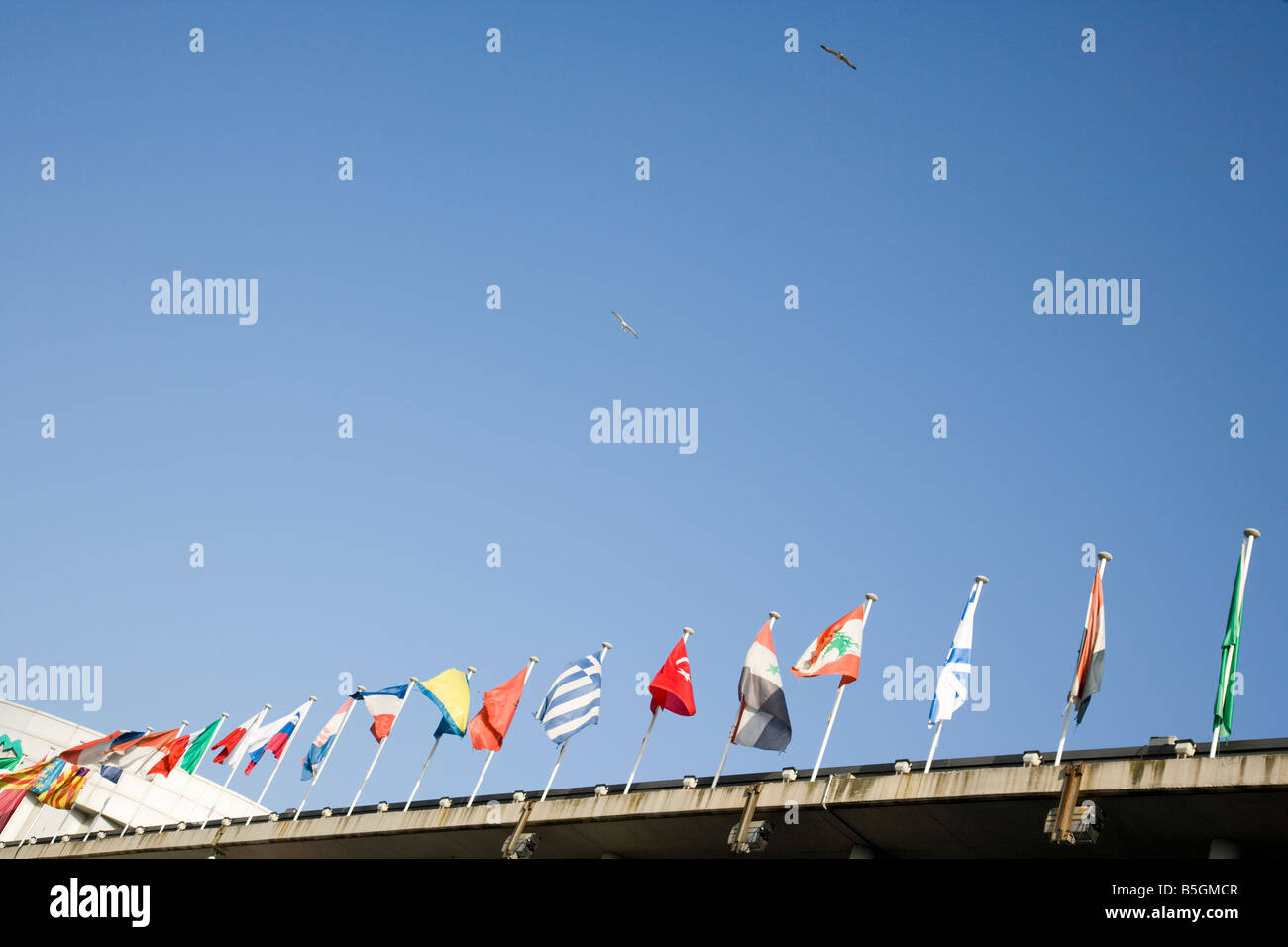 European Community flags nation flying Stock Photo