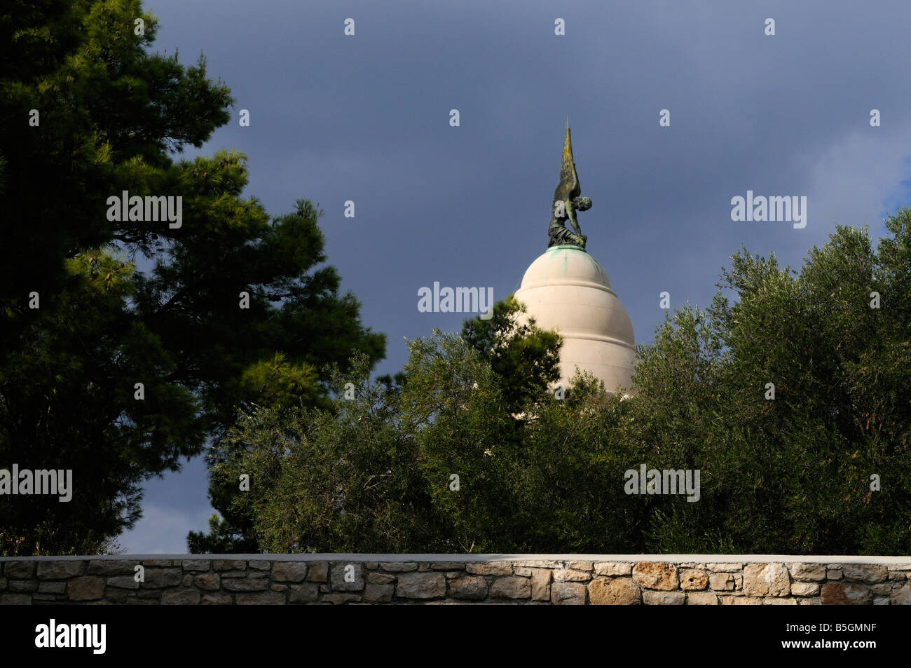 White dome of the Mausoleum by sculptor Toma Rosandic in Supetar on the ...