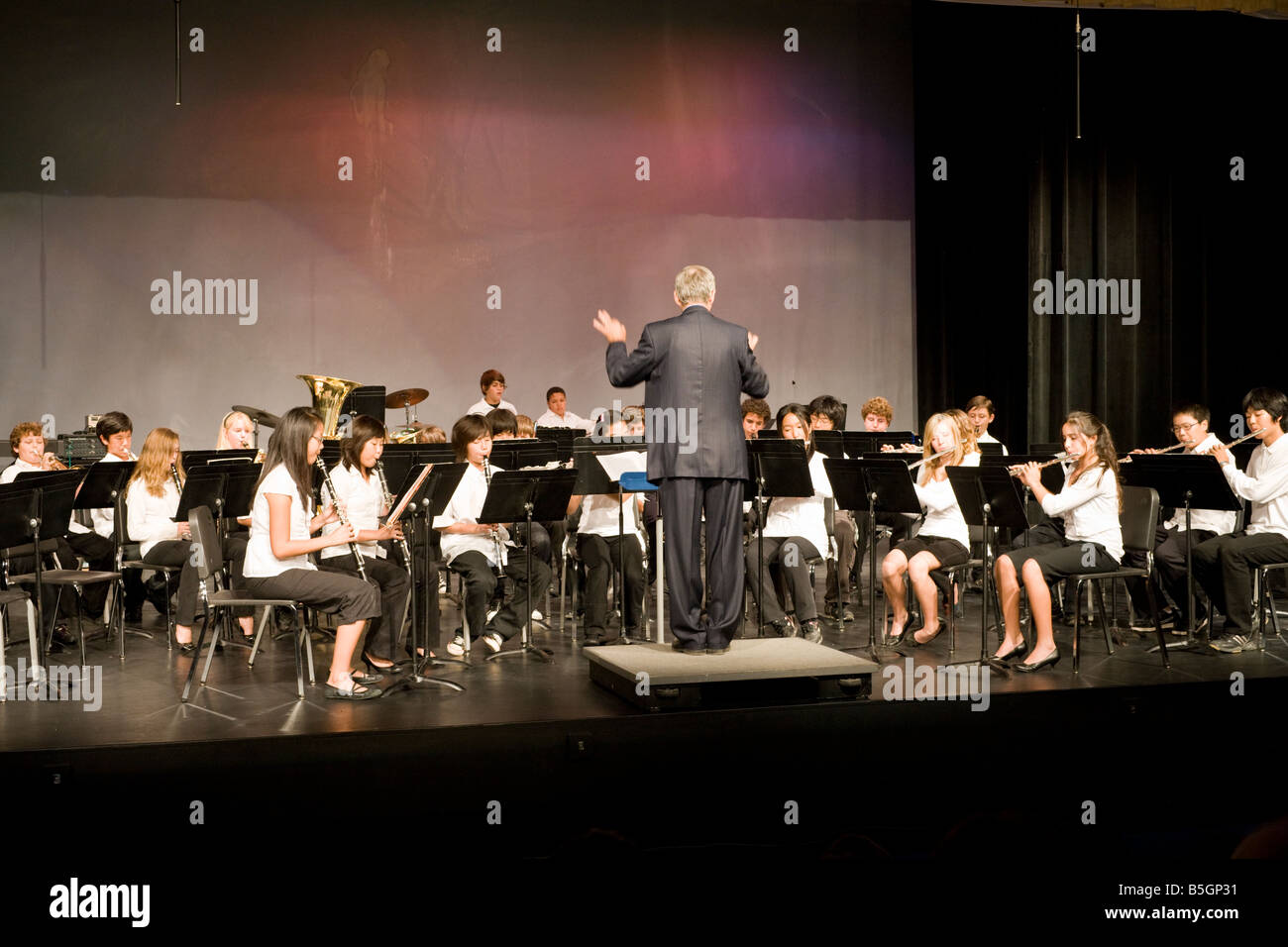 middle school jazz band concert, Cairo American College, Cairo, Egypt Stock Photo