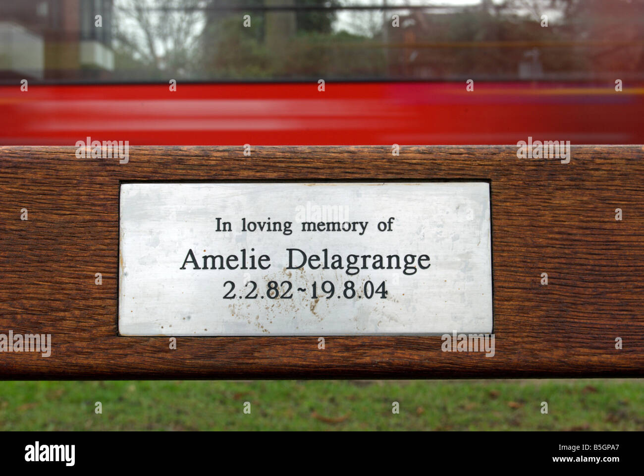 Memorial Plaque To Amelie Delagrange On A Bench Facing Twickenham