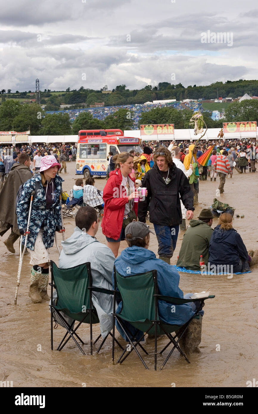 Muddy Glastonbury Festival 2007 Stock Photo