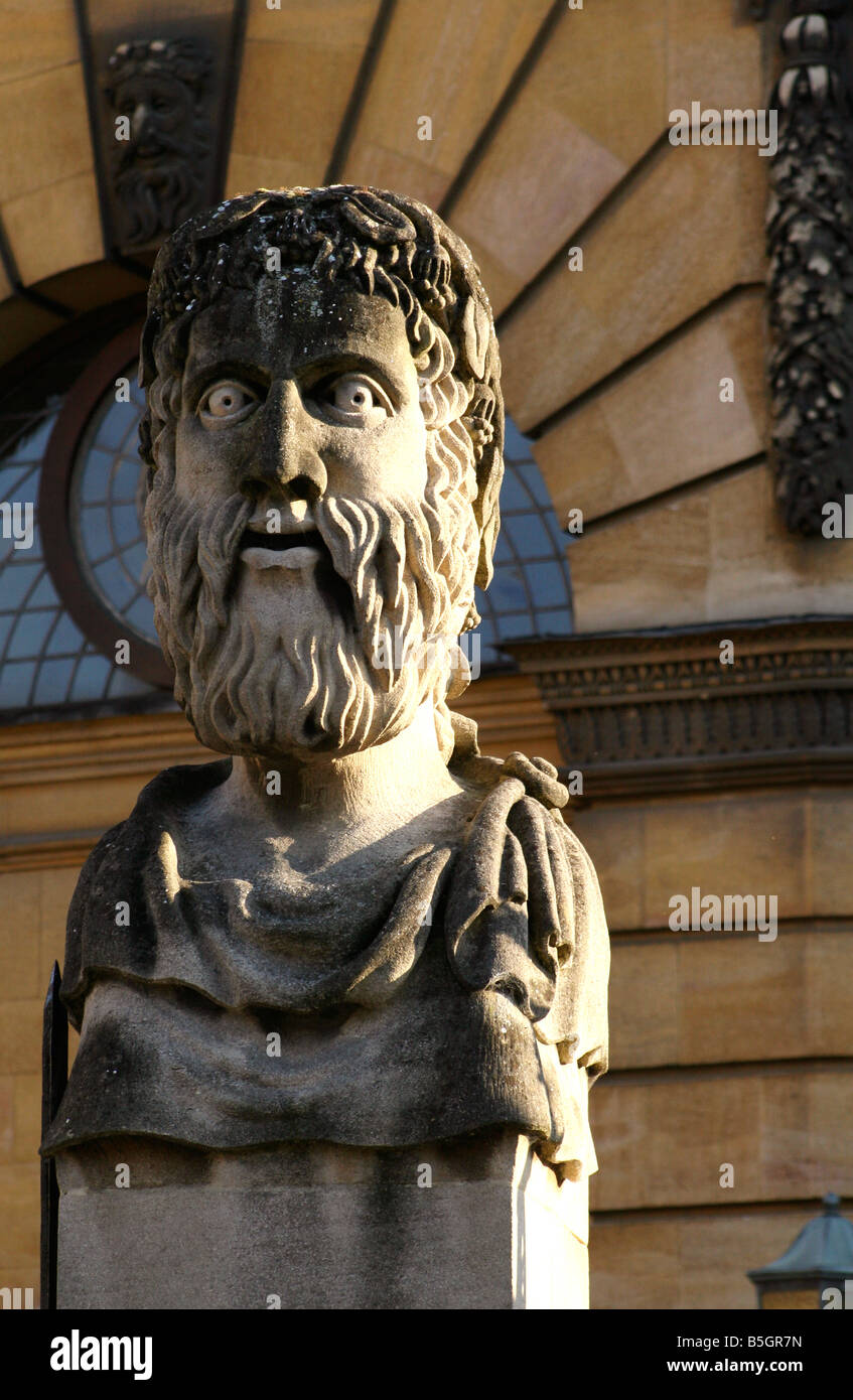 Bust outside The Sheldonian Theatre, Oxford, England, Europe Stock