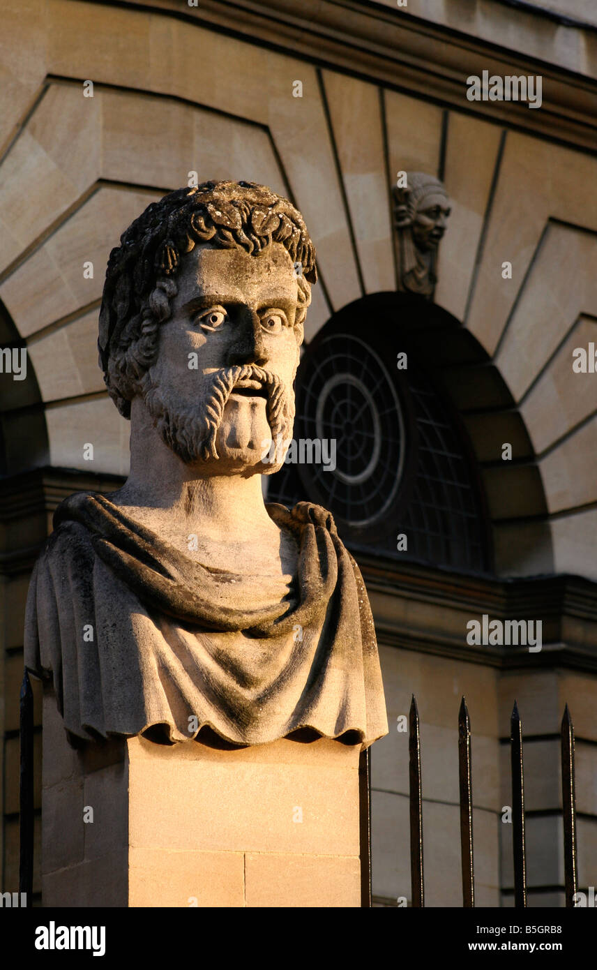 Bust outside The Sheldonian Theatre, Oxford, England, Europe Stock