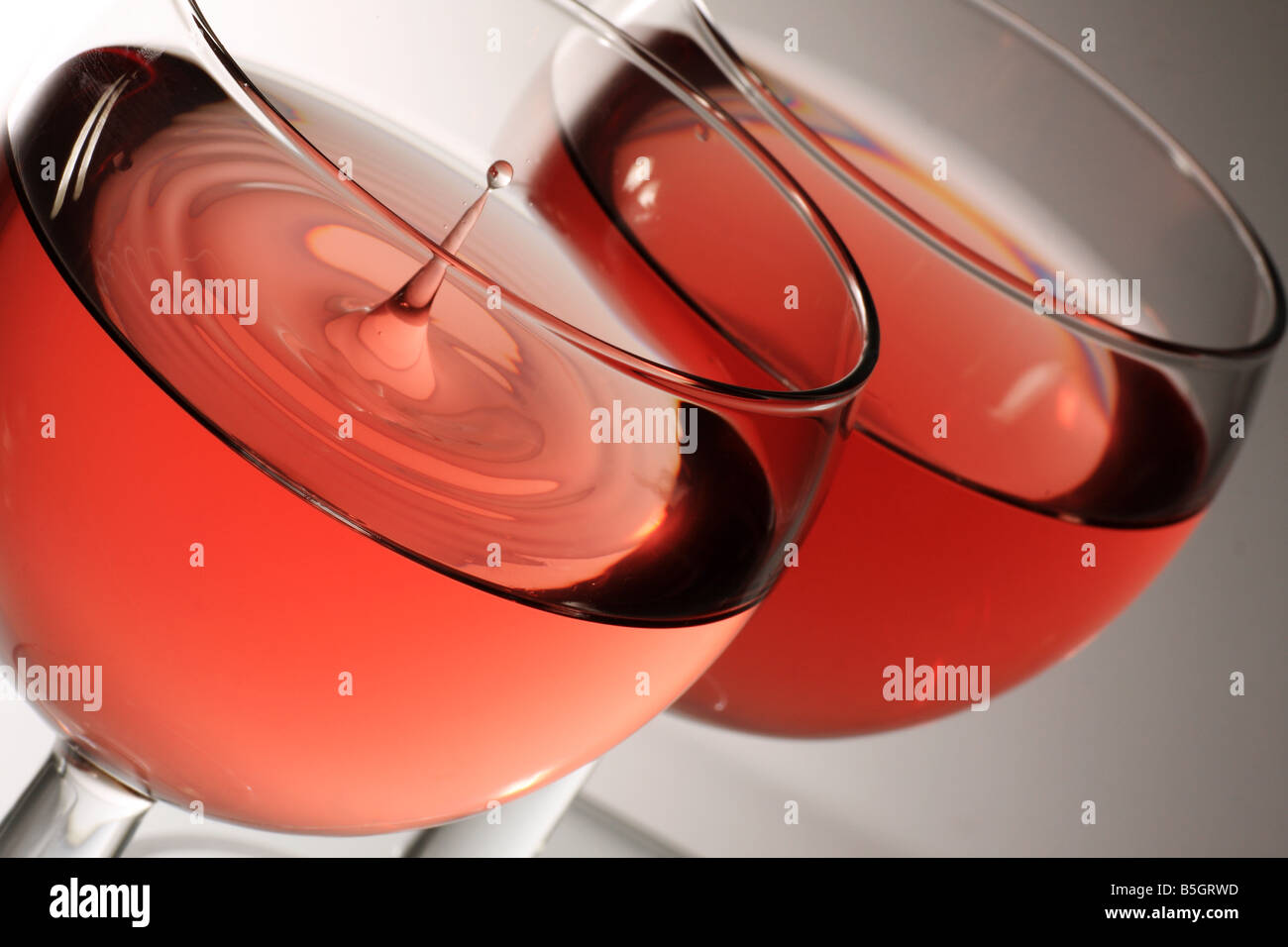 two glasses of rose wine with droplet Stock Photo Alamy