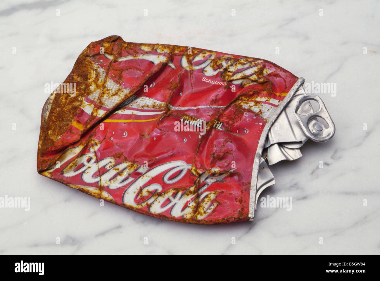 Crushed Coca Cola can Stock Photo