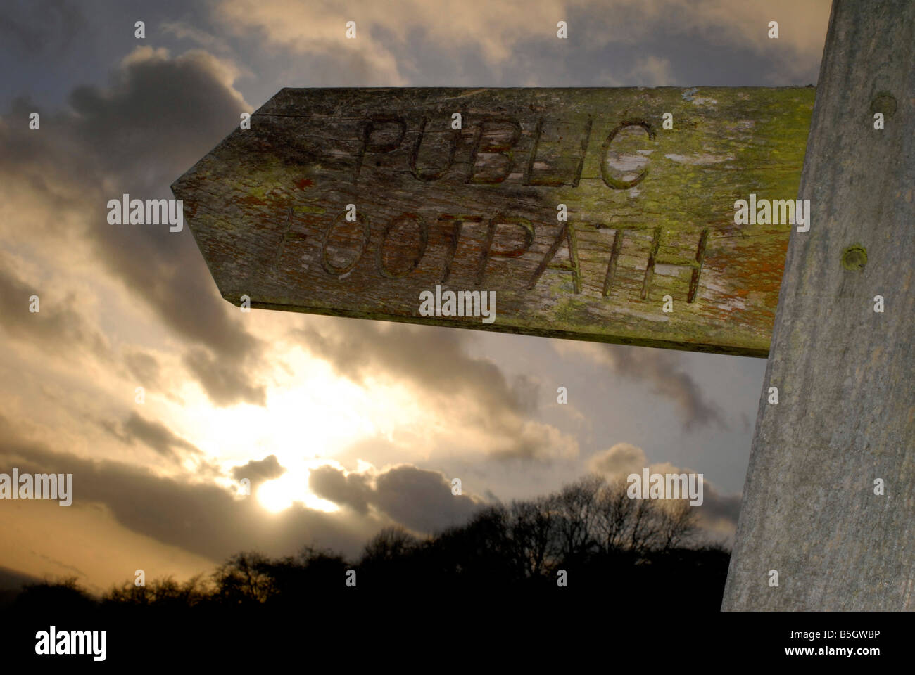 Public footpath sign near South Cave in East Yorkshire, England. Stock Photo