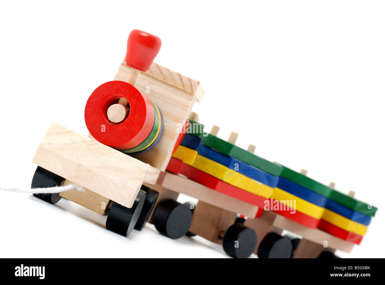 Children s toy A steam locomotive isolated on a white background Stock ...