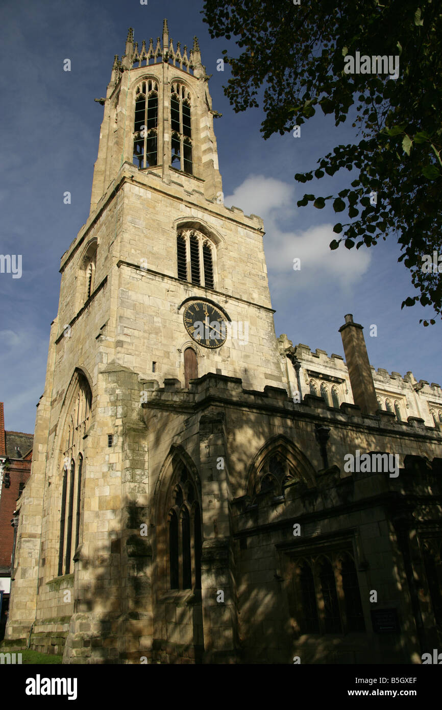 City of York, England. The 14th century All Saints Pavement Church with its octagonal lantern tower at Coppergate. Stock Photo