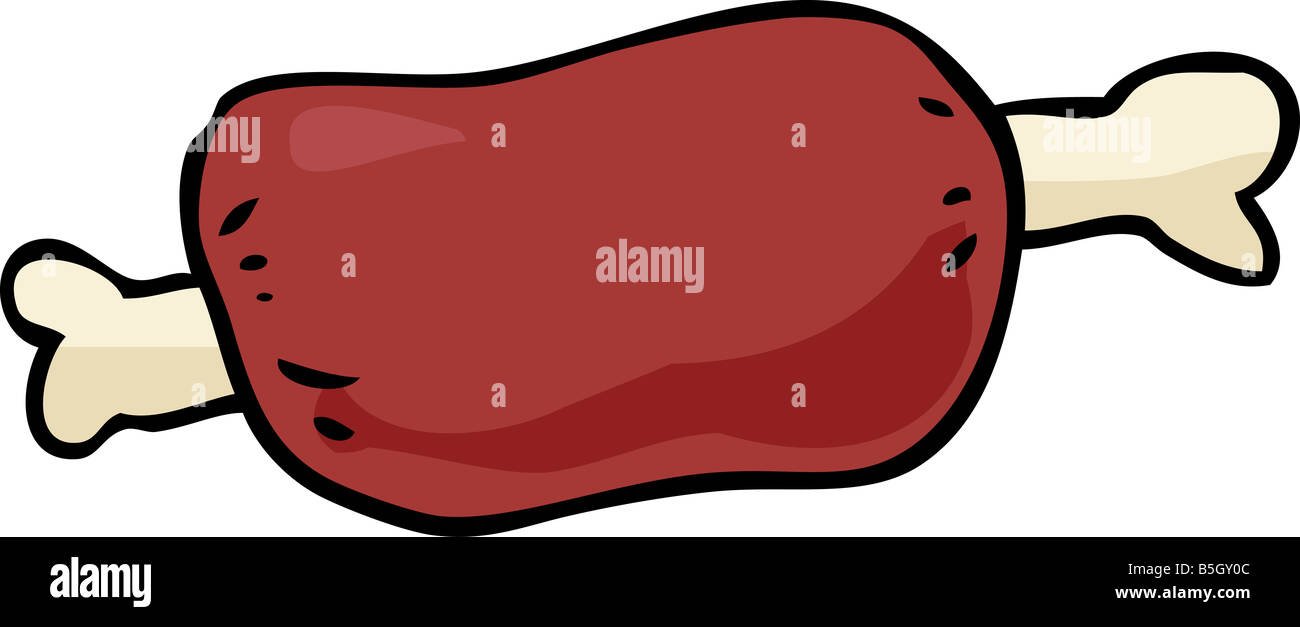 Cartoon illustration of a hunk of meat on bone Stock Photo Alamy