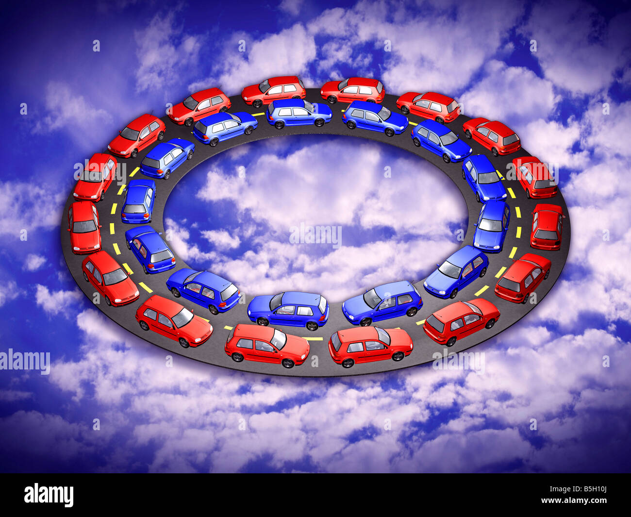 traffic jam 3d concept illustration Stock Photo - Alamy