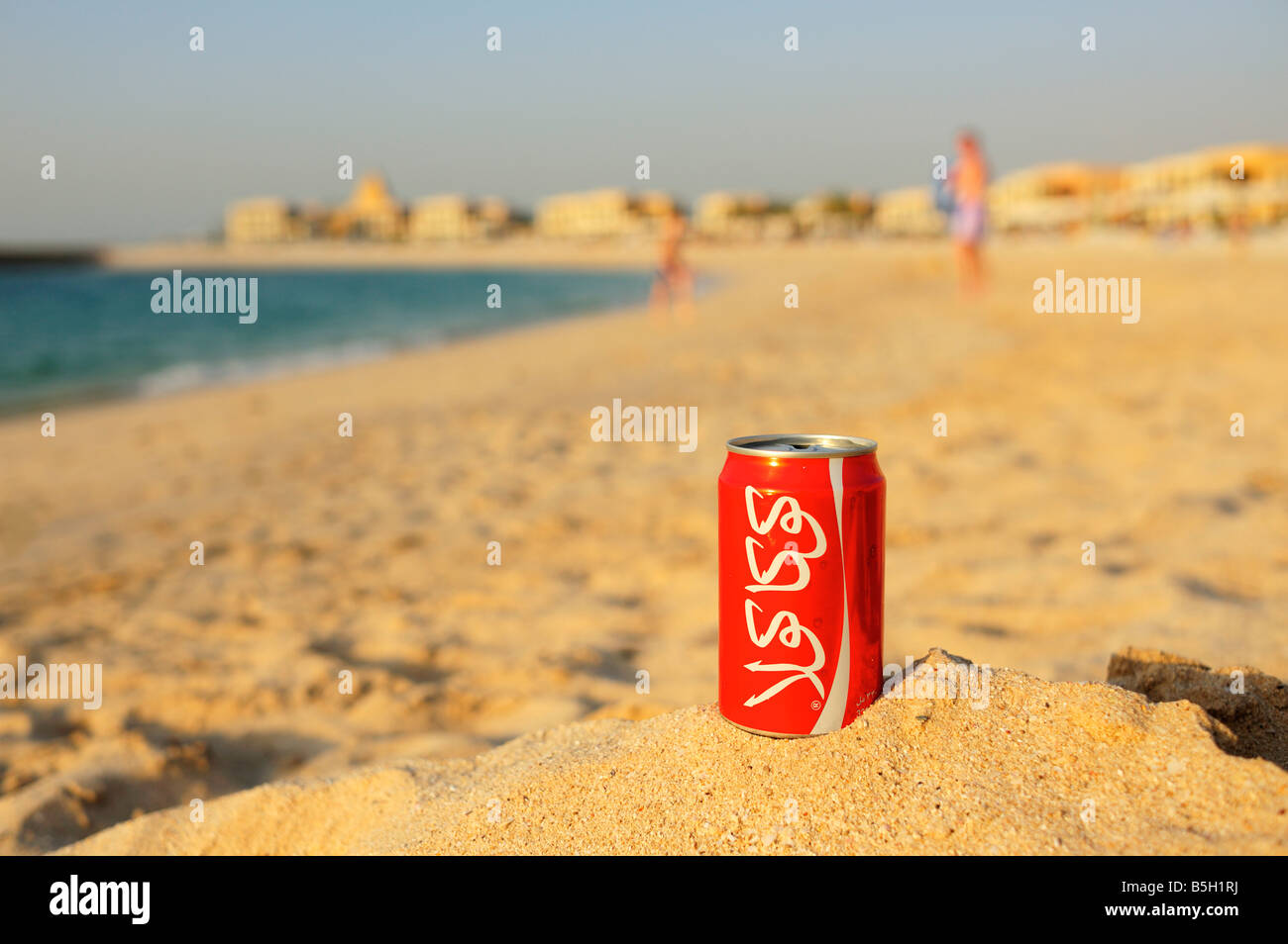 Arabian Coca Cola at the beach, Ras Al Khaimah UAE Stock Photo