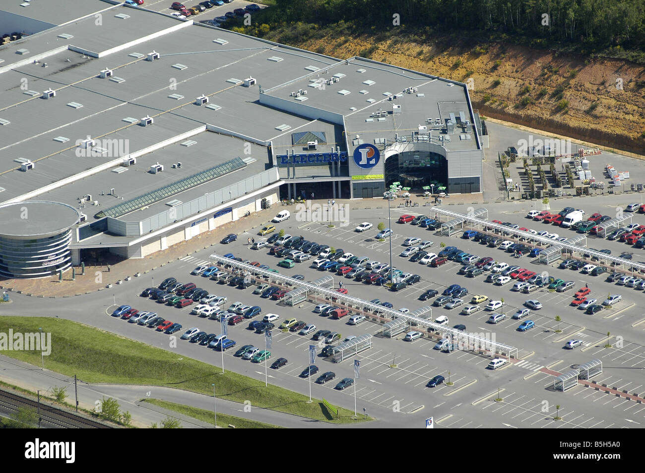 aerial view of a supermarket Stock Photo