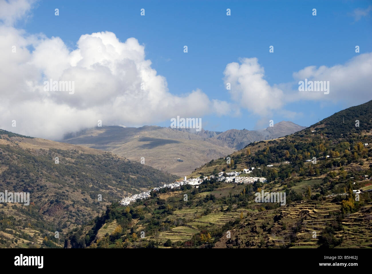 Whitewashed Andelucian village of Capileira in the Sierra Nevada in southern Spain Stock Photo