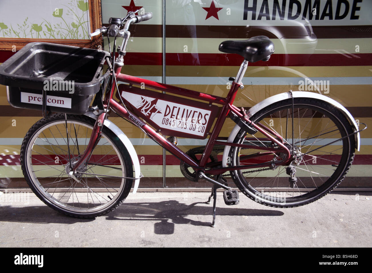 Pret A Manger delivery bicycle London Stock Photo