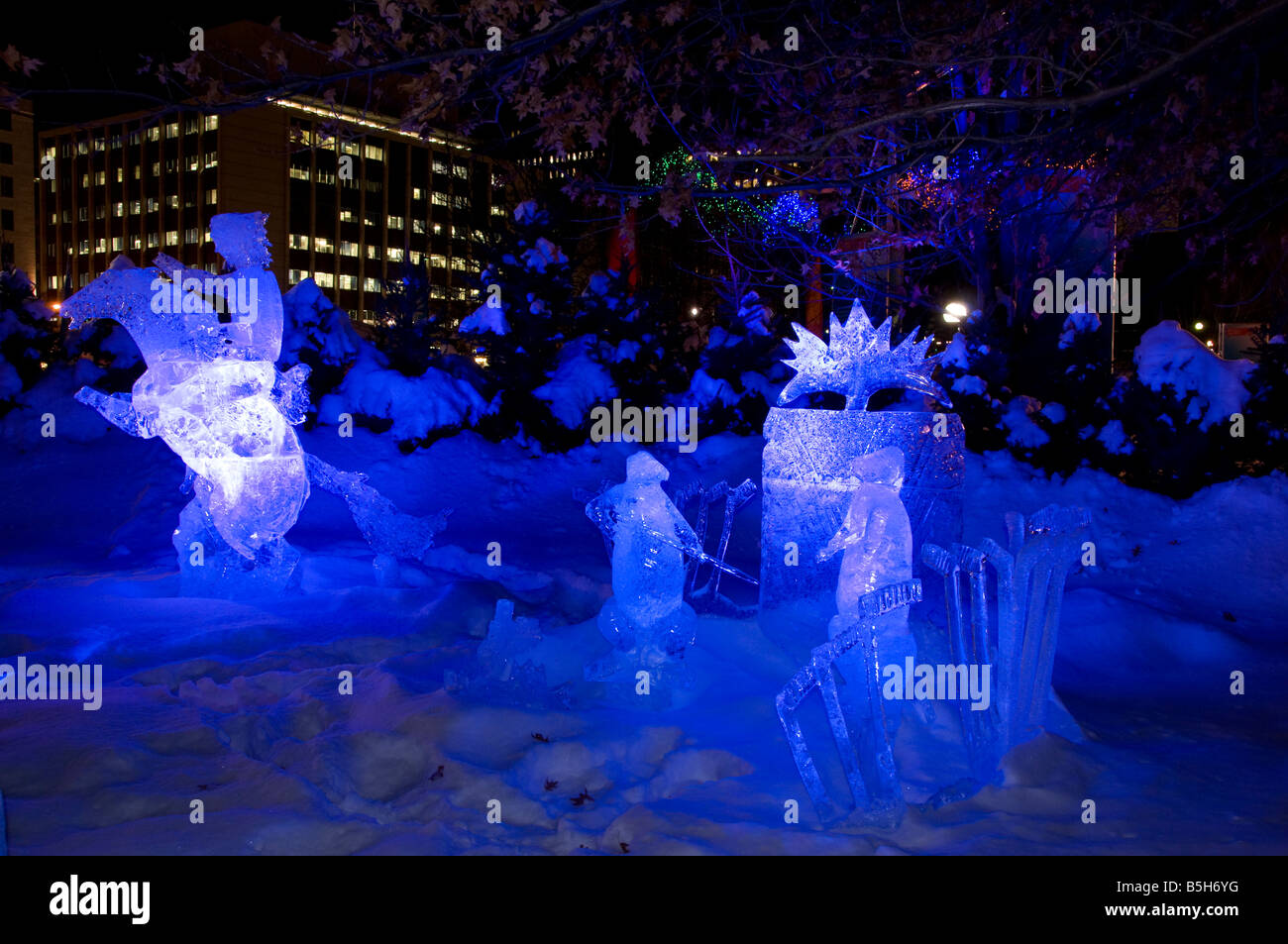 Ice sculptures at the Winterlude festival Ottawa Ontario Stock Photo