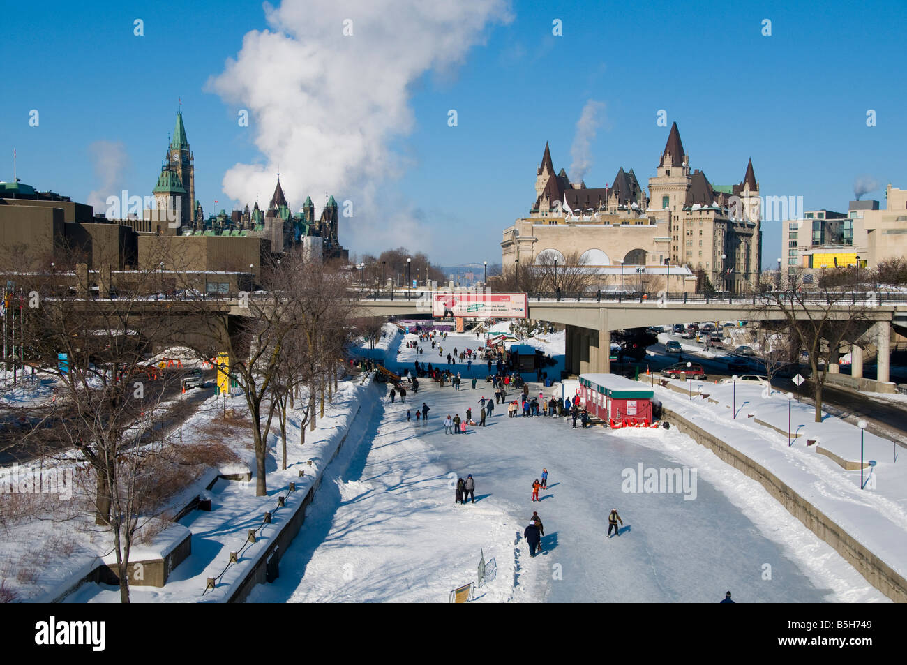 Ice skating on the Rideau Canal Ottawa Ontario Stock Photo