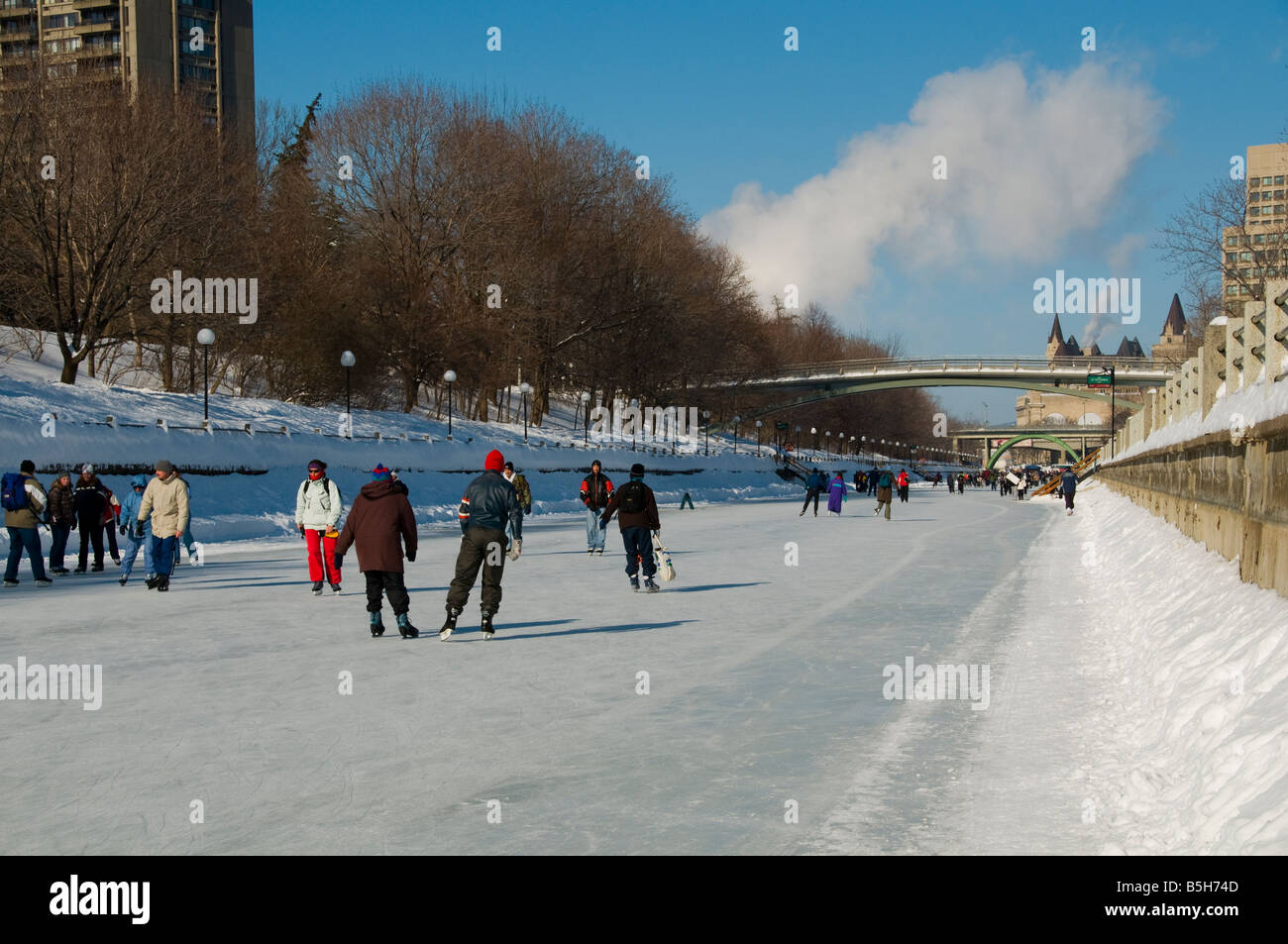 Ice skating on the Rideau Canal Ottawa Ontario Stock Photo Alamy