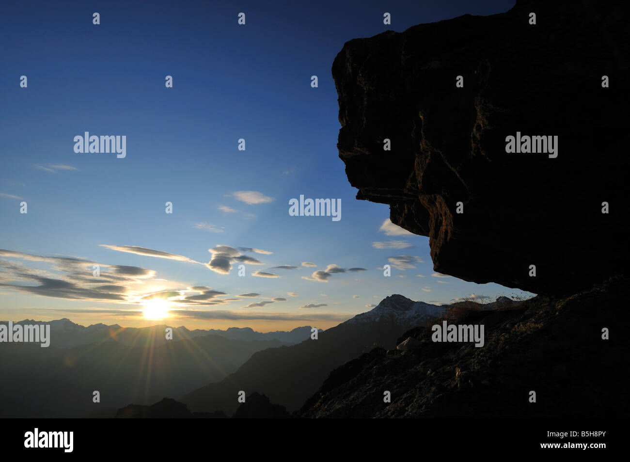 Sunrise, Pizzo Campolungo, Alps, Switzerland Stock Photo
