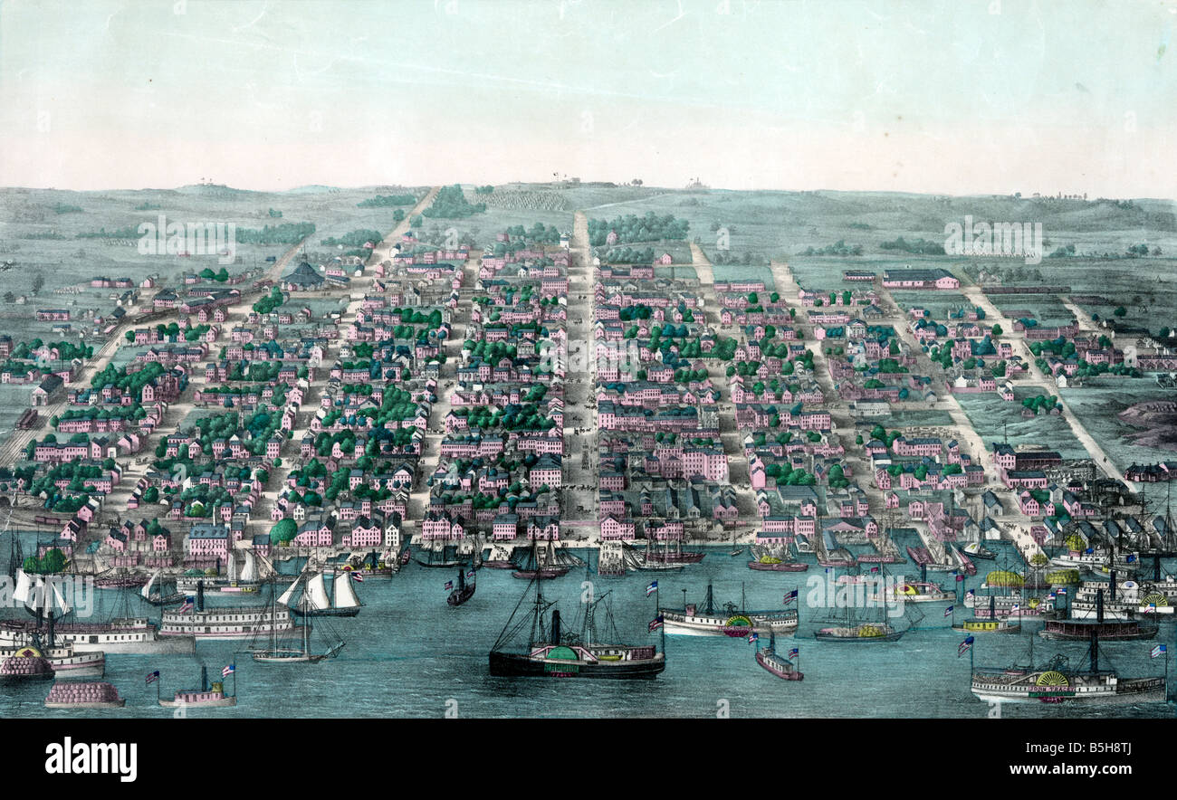Aerial view of Alexandria Virginia from ca. 1880 Stock Photo