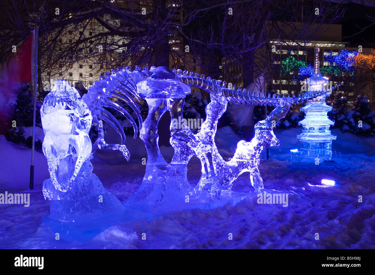 Ice sculptures at the Winterlude festival Ottawa Ontario Stock Photo