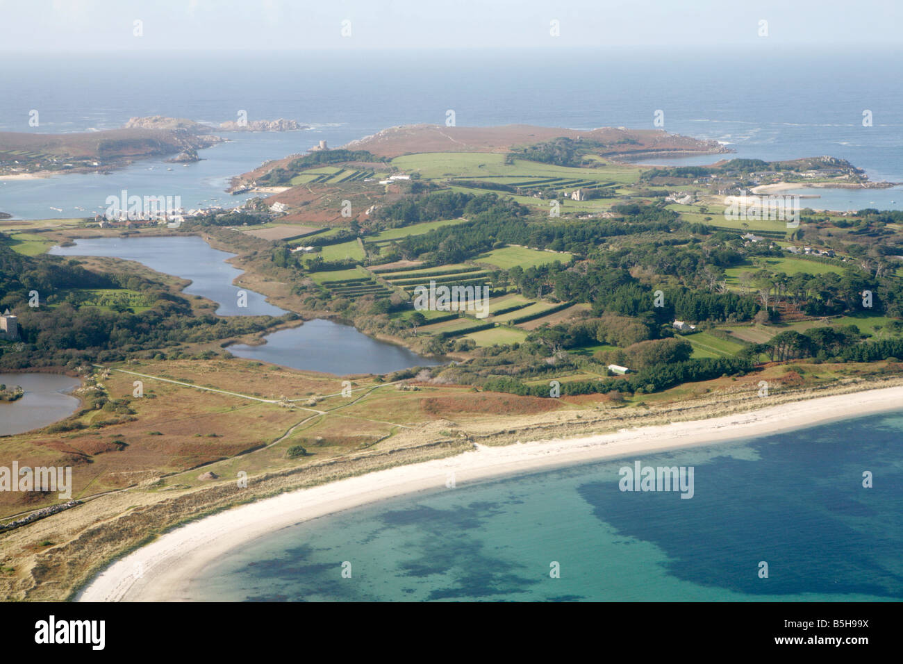 Aerial view of Tresco, Isles of Scilly, UK Stock Photo - Alamy