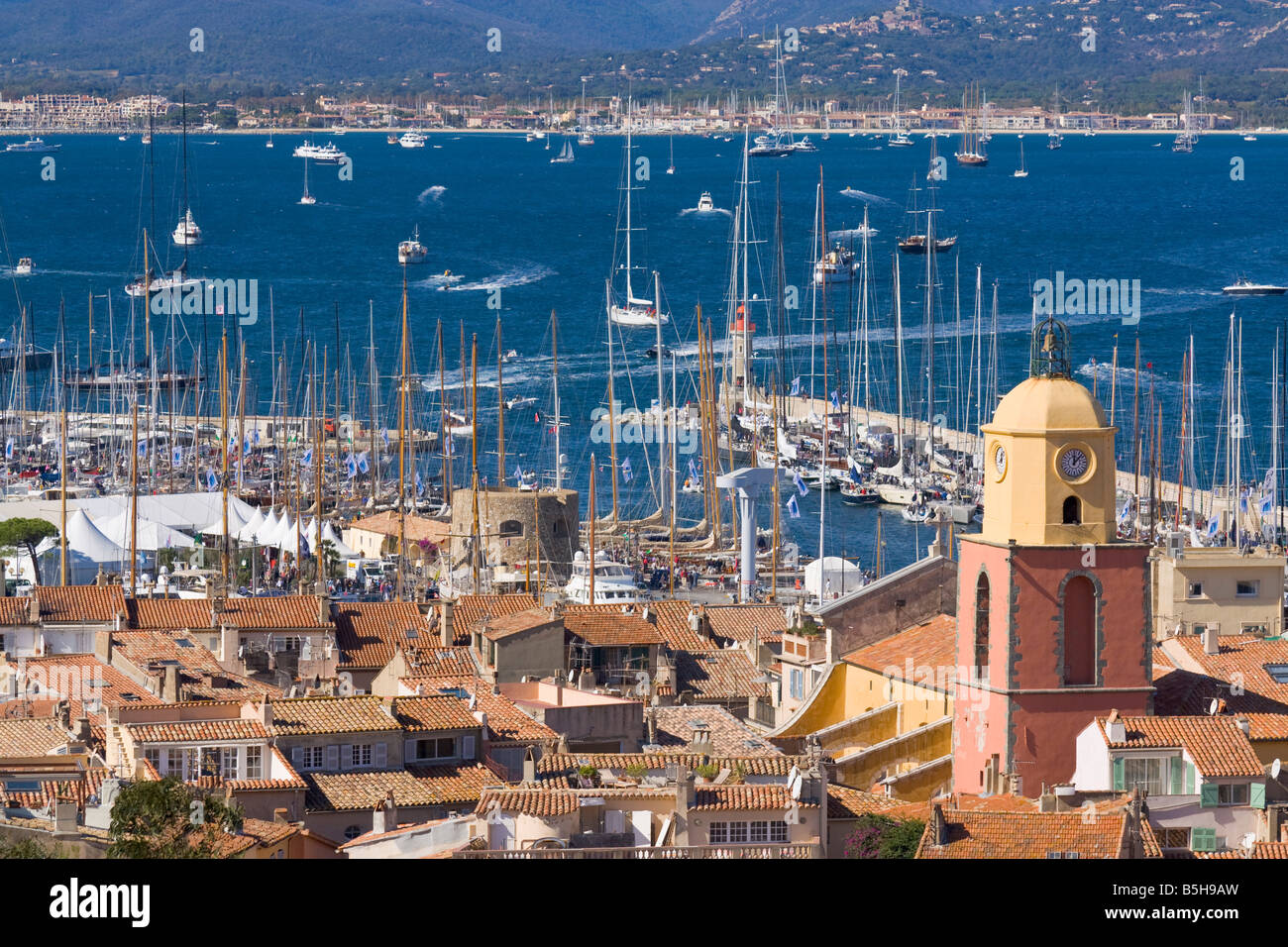 A view over the roofs of Saint-Tropez / Cote d'Azur / Provence ...