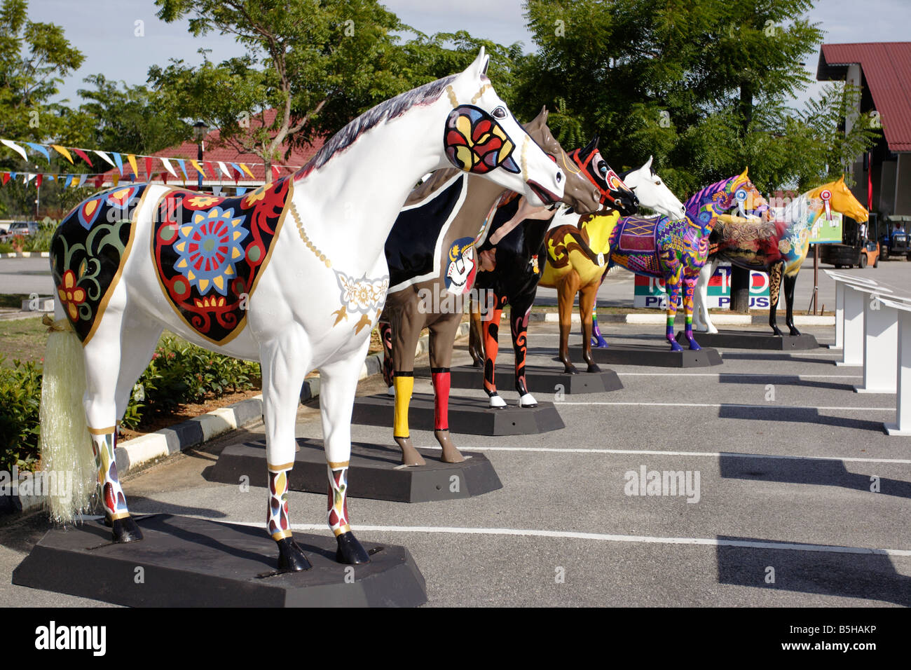 Beautifully painted horse statue in Terengganu, Malaysia. Stock Photo