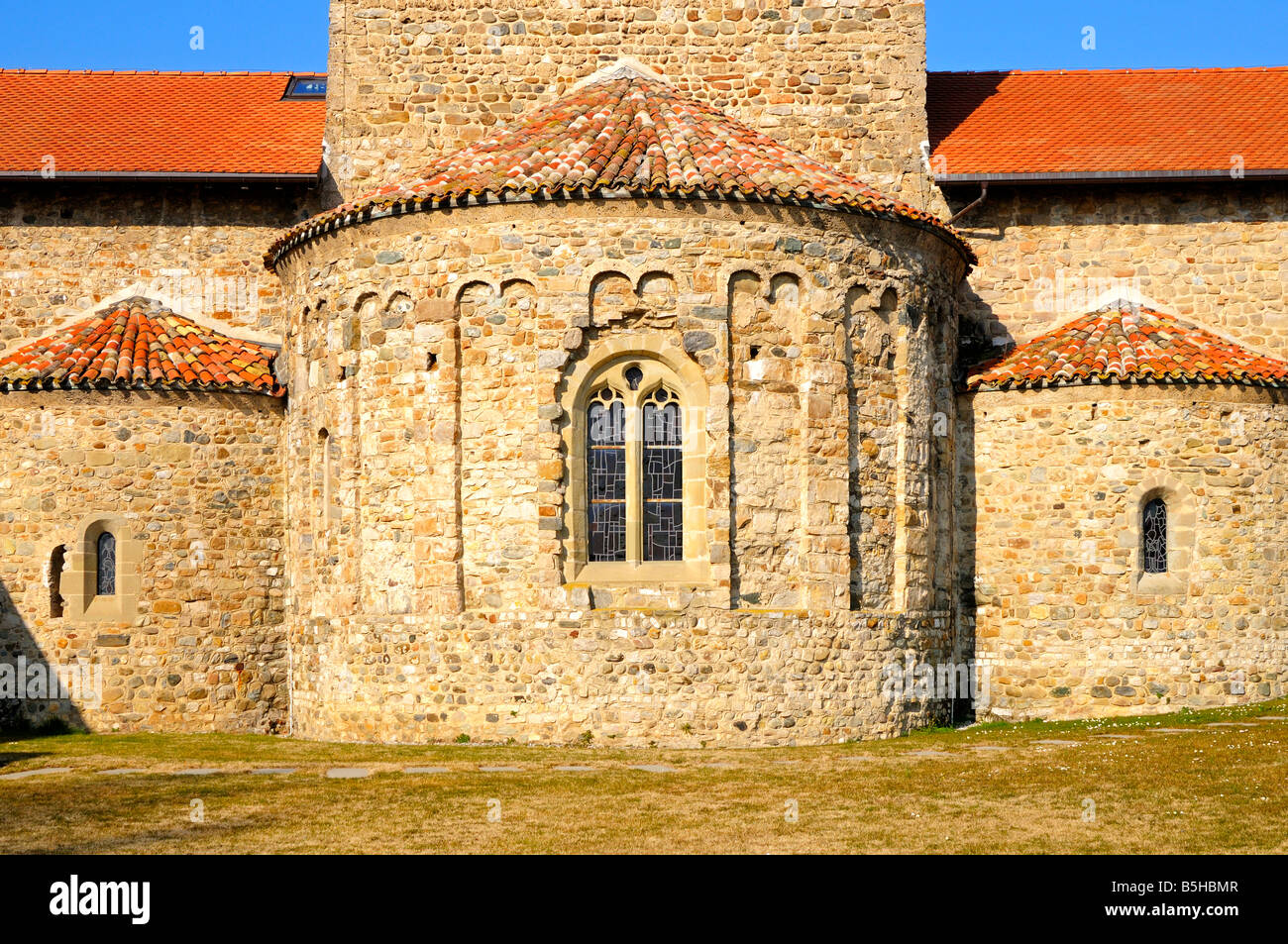 Apse with window romanesque church St Sulpice Canton of Vaud