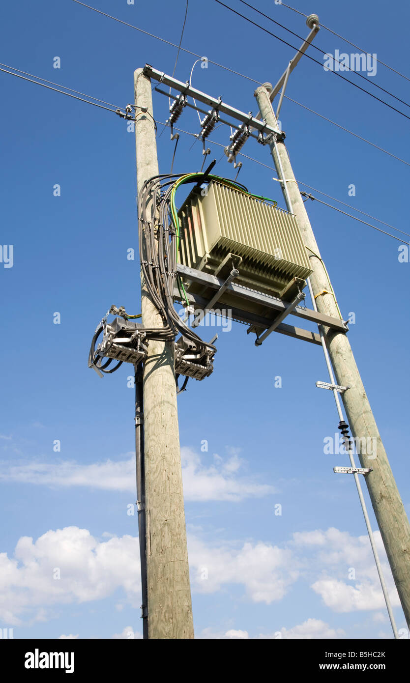 Step-down transformer from 110 kilovolt to 220-240 Volts , Finland Stock Photo