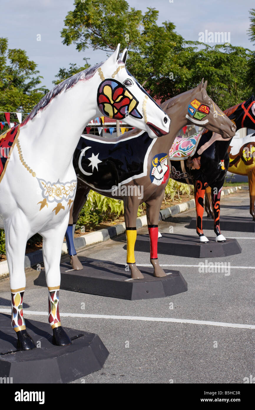 Beautifully painted horse statue in Terengganu, Malaysia. Stock Photo