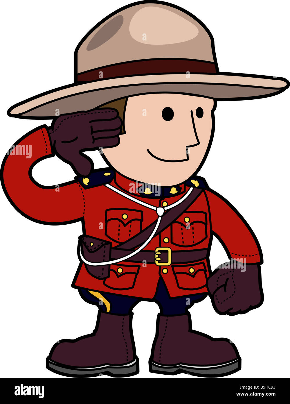 Illustration of mounty standing and saluting Stock Photo