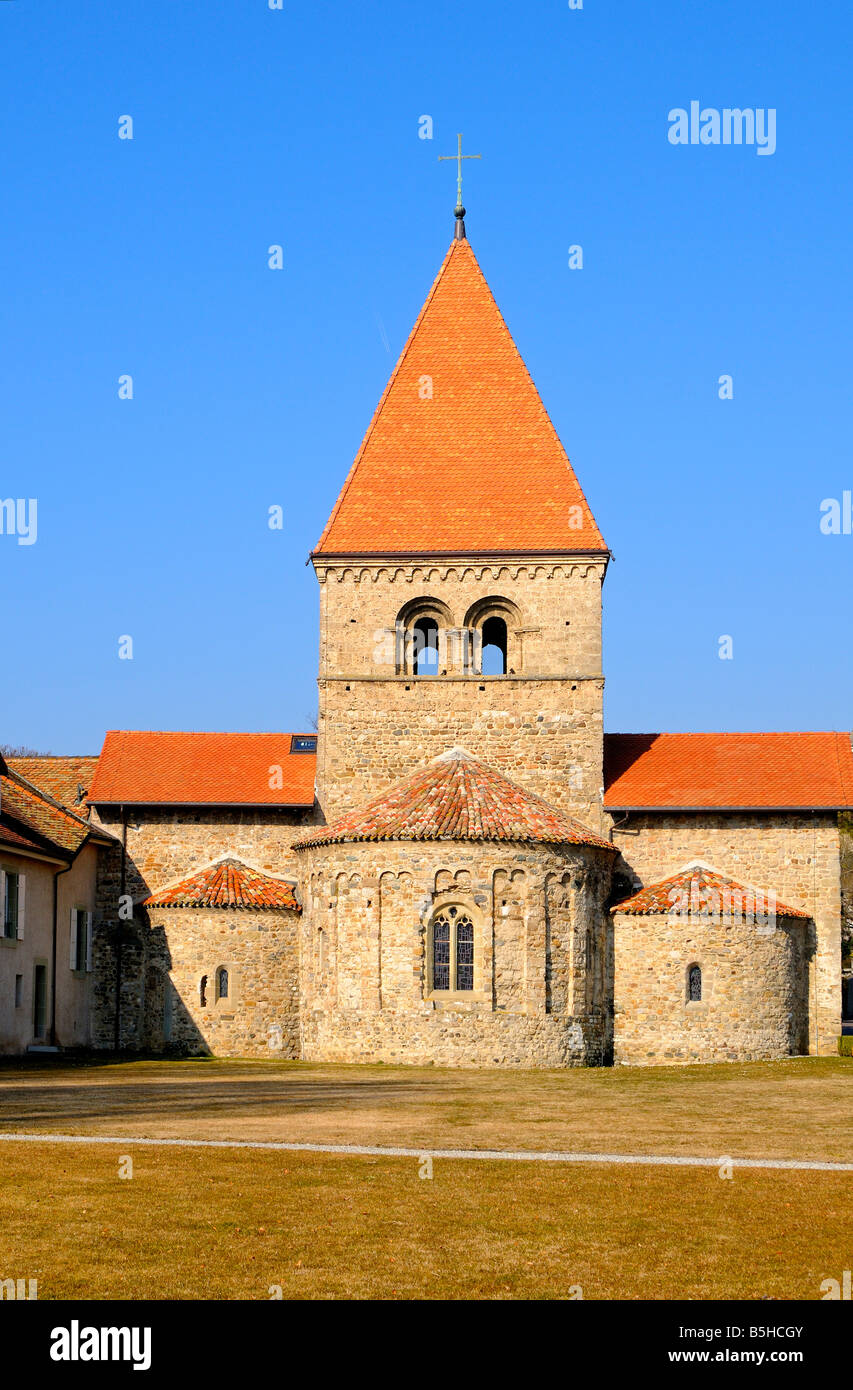 Romanesque church with a triple apse St Sulpice Canton of Vaud