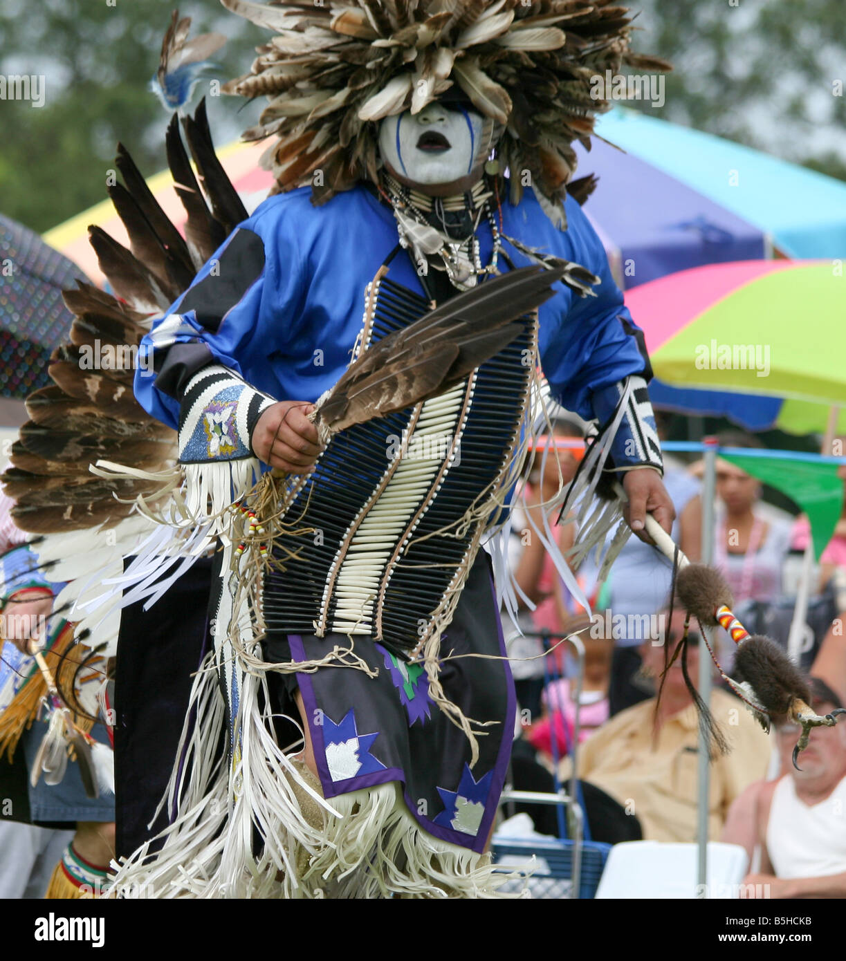 Eagle Tail, from the MicMac Tribe of Canada, dances at the 8th Annual Red Wing Native American PowWow in Virginia. Stock Photo