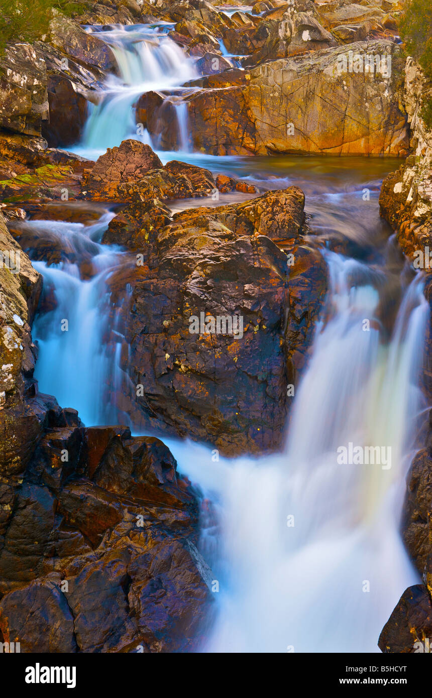Glen etive falls on the river etive in the scottish highlands Stock Photo