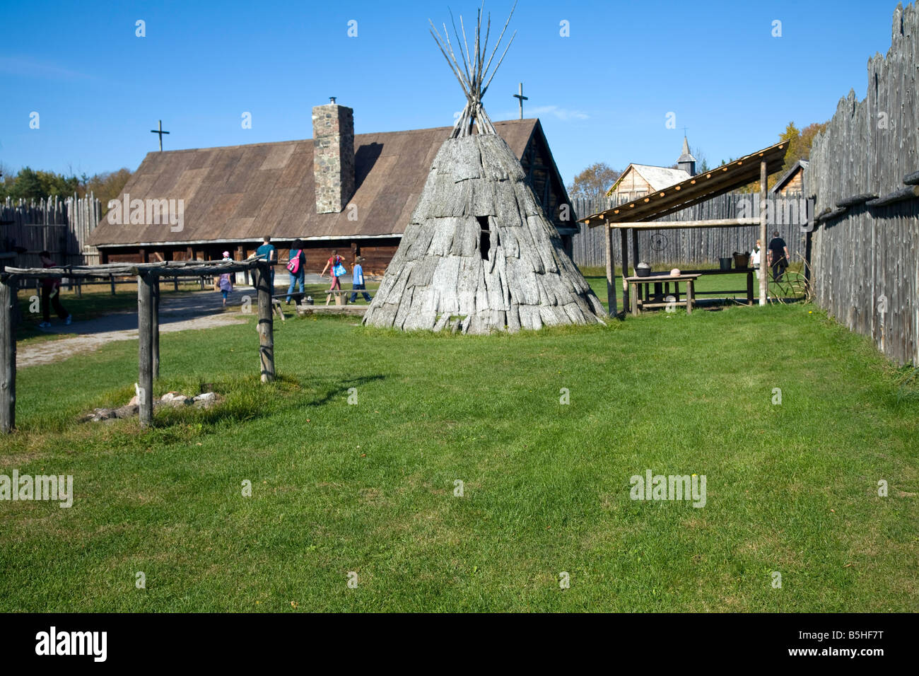 Aboriginal Village of the Huron-Jesuits Indians near Midland,Ontario,Canada Stock Photo
