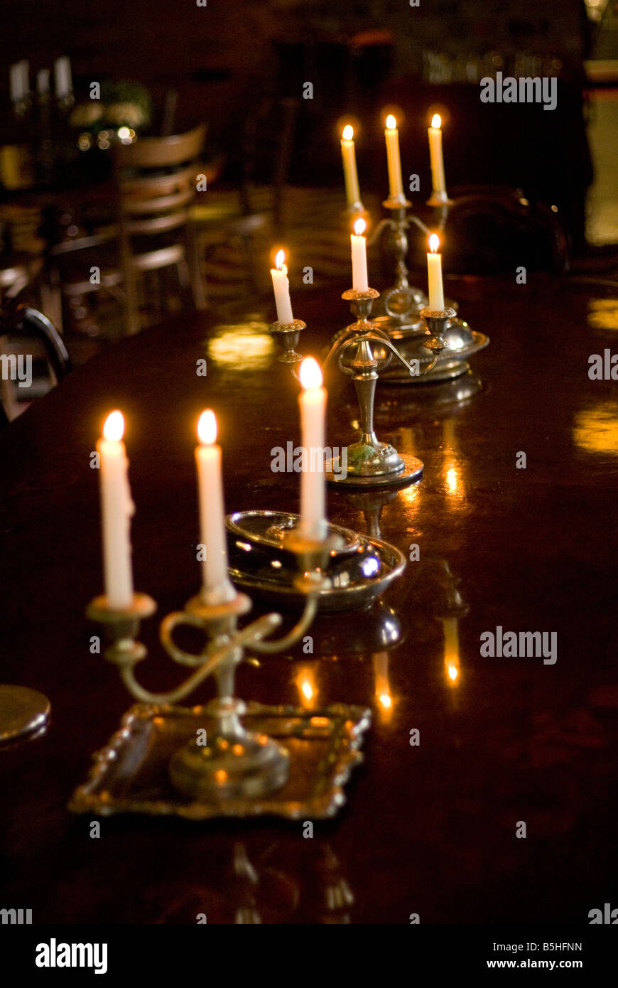 antique candelabra on dining table Stock Photo Alamy
