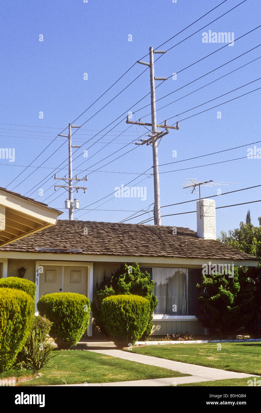 High power electrical wire over residential house may be threat of