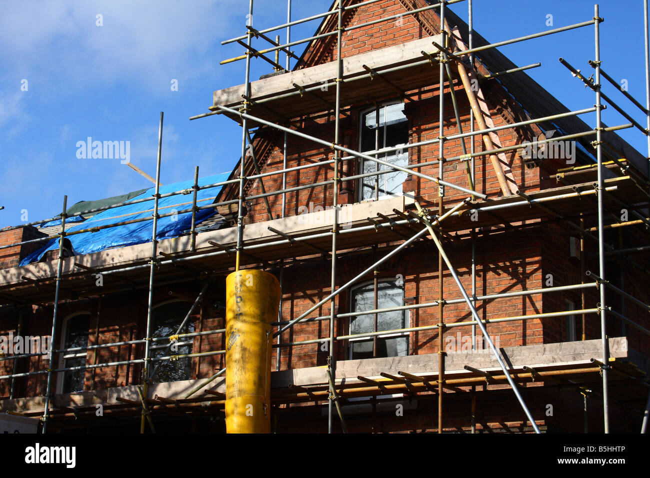 Scaffolding on a house in the Park Estate, Nottingham, England, U.K
