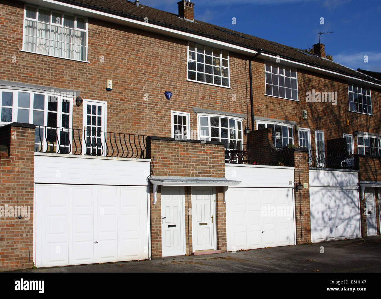 Townhouses with garages in the Park Estate, Nottingham, England, U.K