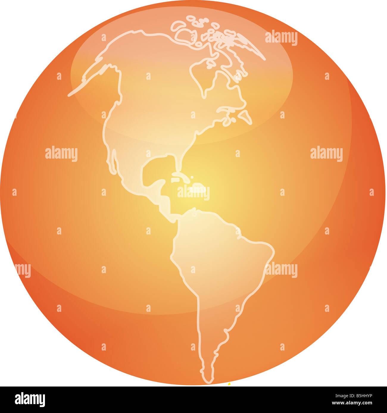 Map of the Americas on a glossy sphere Stock Photo - Alamy