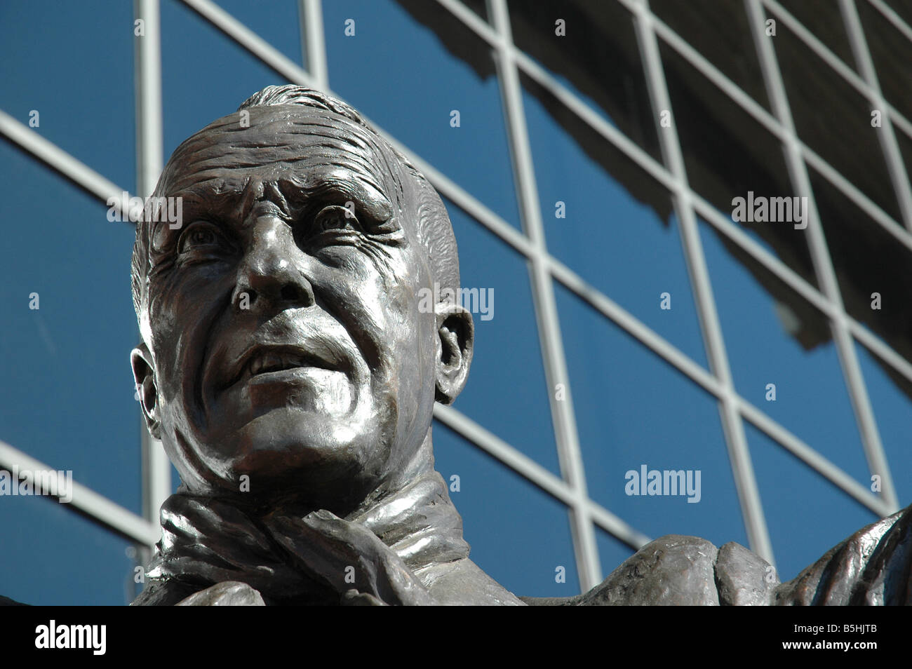 Statue outside Anfield home of Liverpool Football Club of William Bill