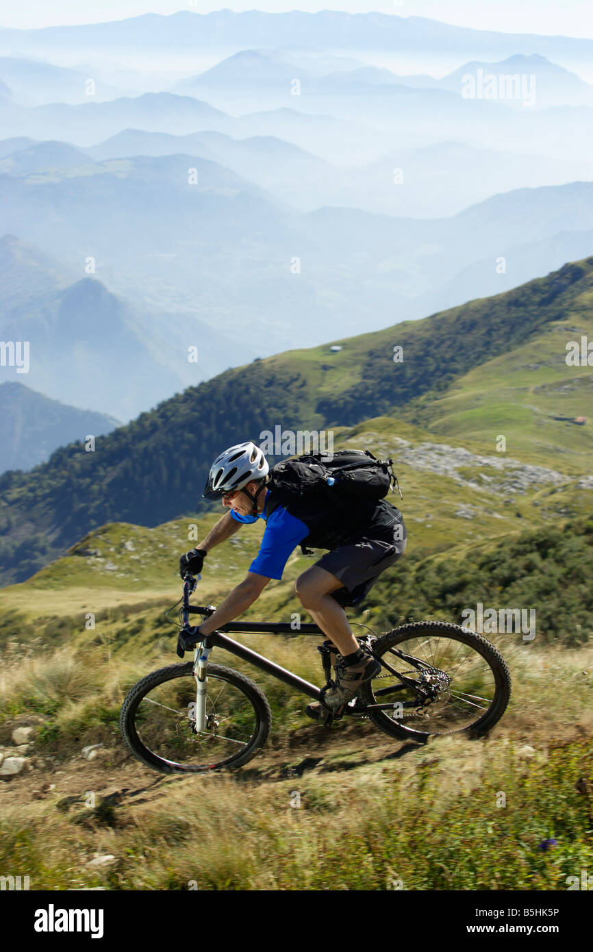 Mountainbike rider in the mountains Stock Photo Alamy