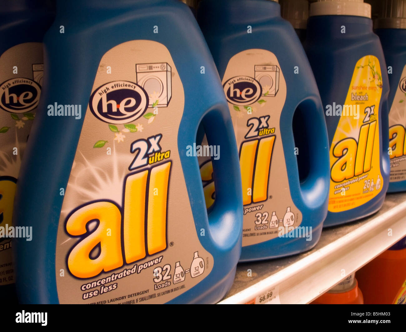 Bottles of All laundry detergent on a supermarket shelf Stock Photo Alamy