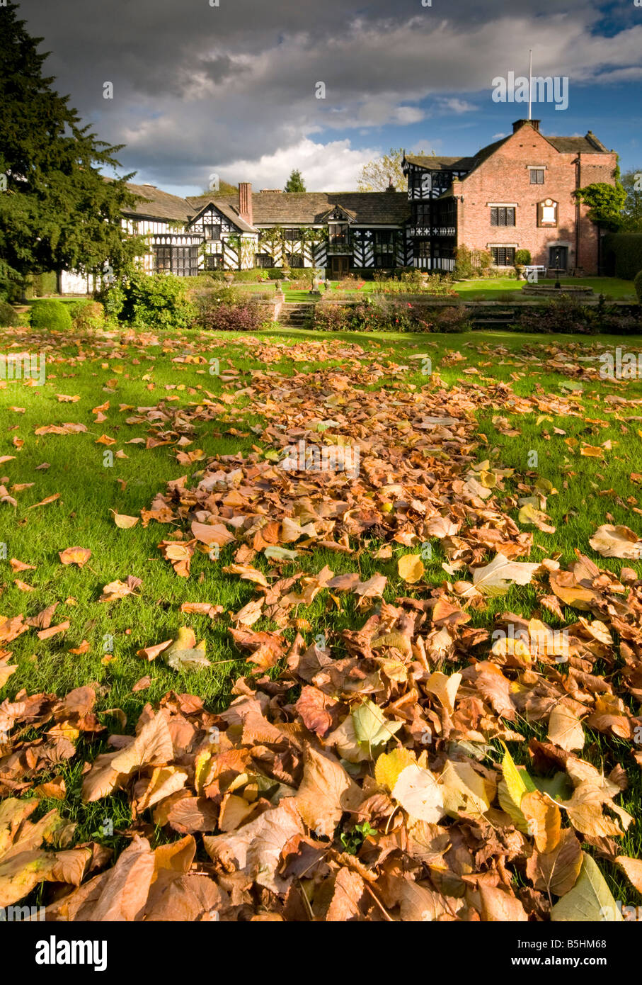 Autumn at Gawsworth Old Hall, Gawsworth, Near Macclesfield, Cheshire, England, UK Stock Photo