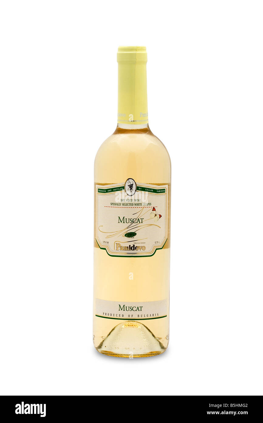 pamidovo muscat 2005 vintage dry wite wine specially selected grapes yellow green color intensive aroma nuances wall balanced lo Stock Photo