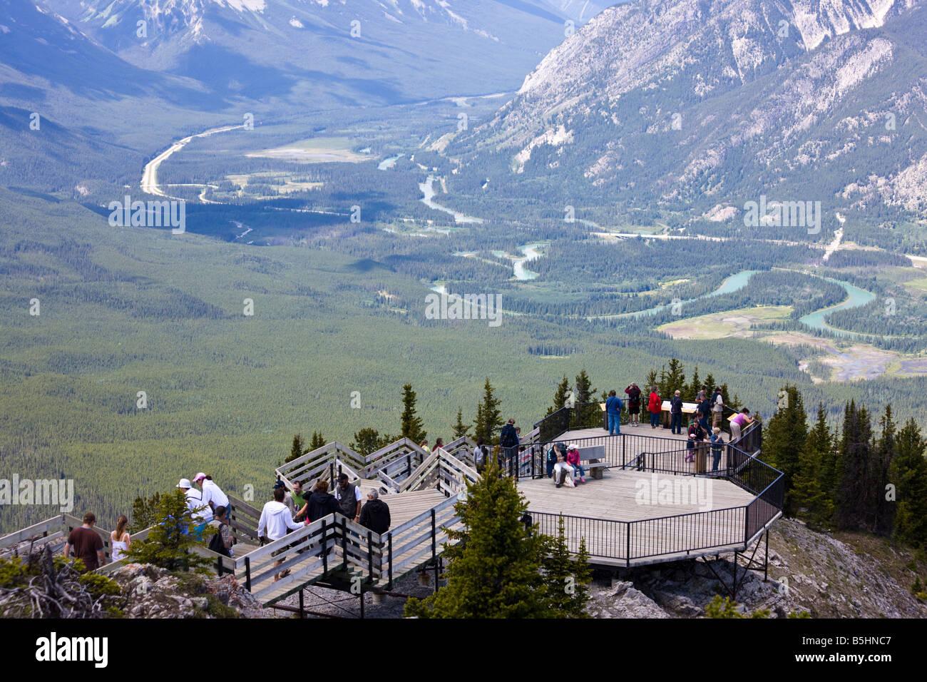 view from lookout at Sulphur Mountain, Banff, Alberta, Canada Stock Photo
