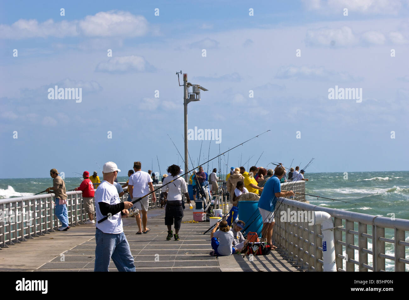 United States Of America Florida Sebastian Inlet State Park fishing from pier Stock Photo