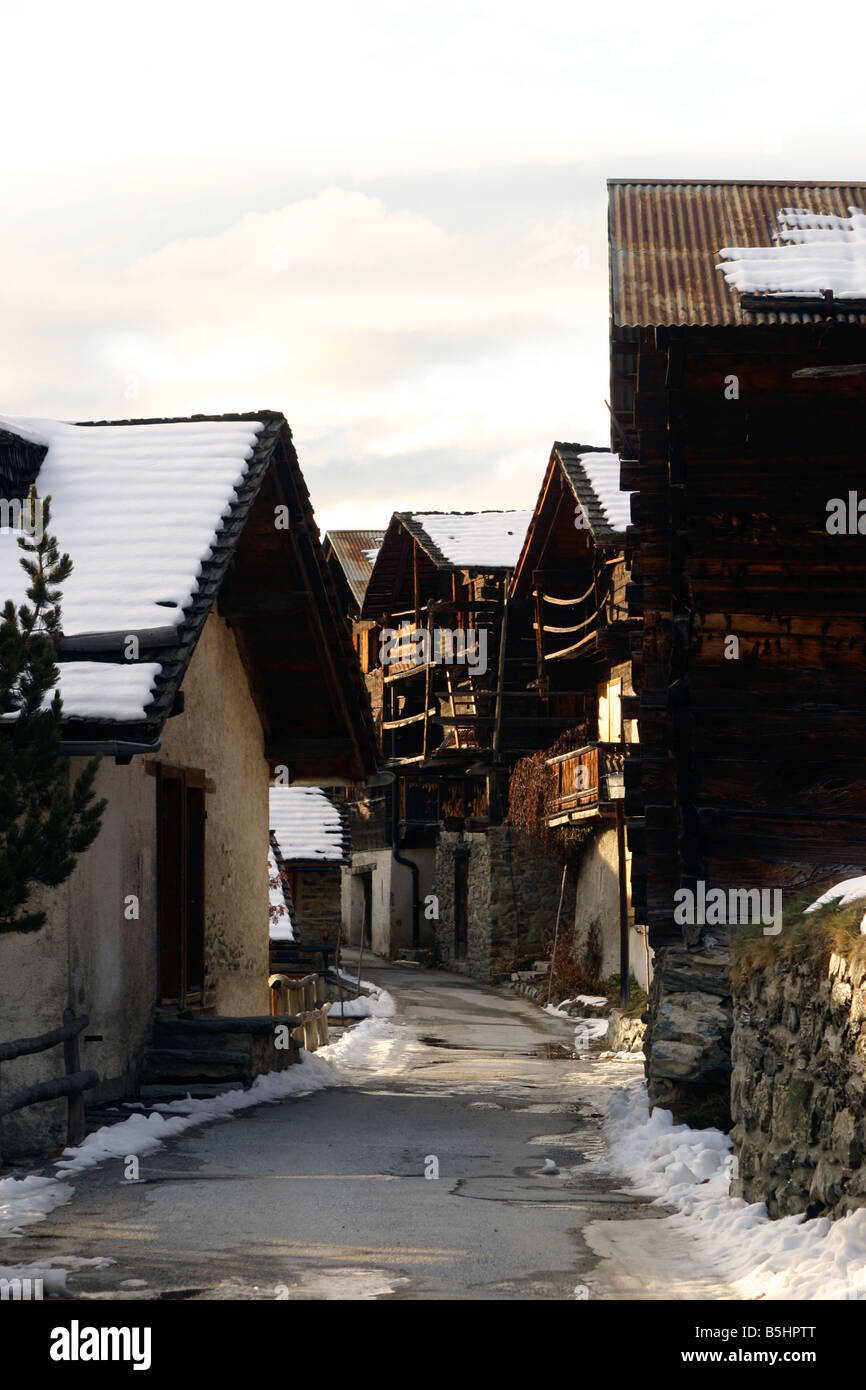 switzerland valais val d'anniviers st luc old chalets in the village