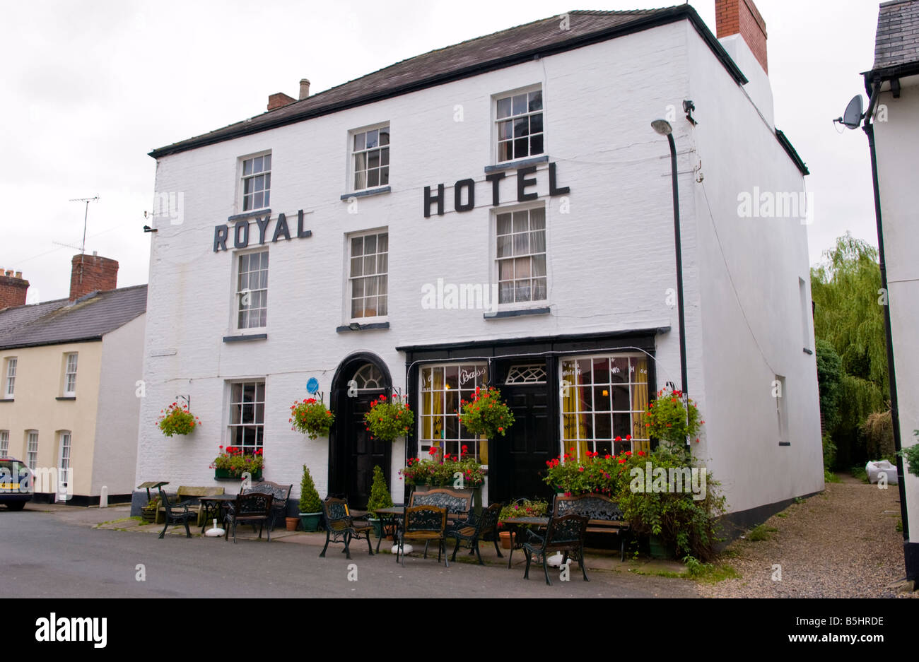 Exterior of Royal Hotel in the rural market town of Usk Monmouthshire